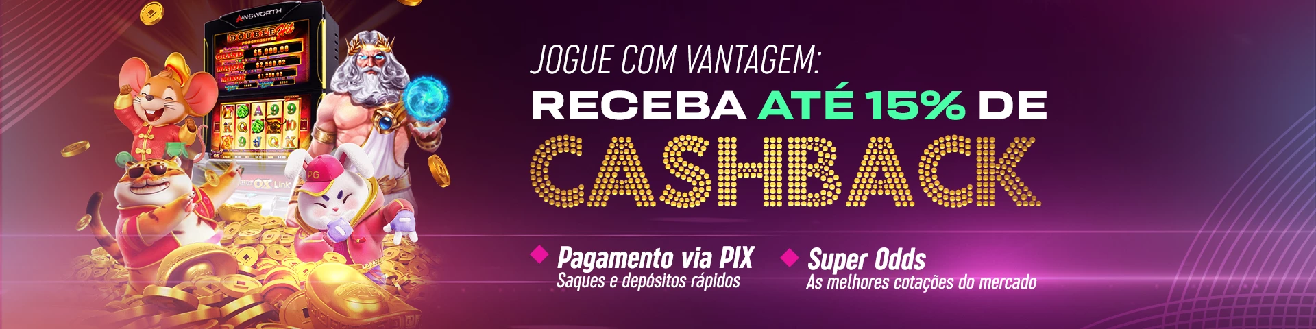 Até 15% de cashback nos Slots do Cassino toda semana 