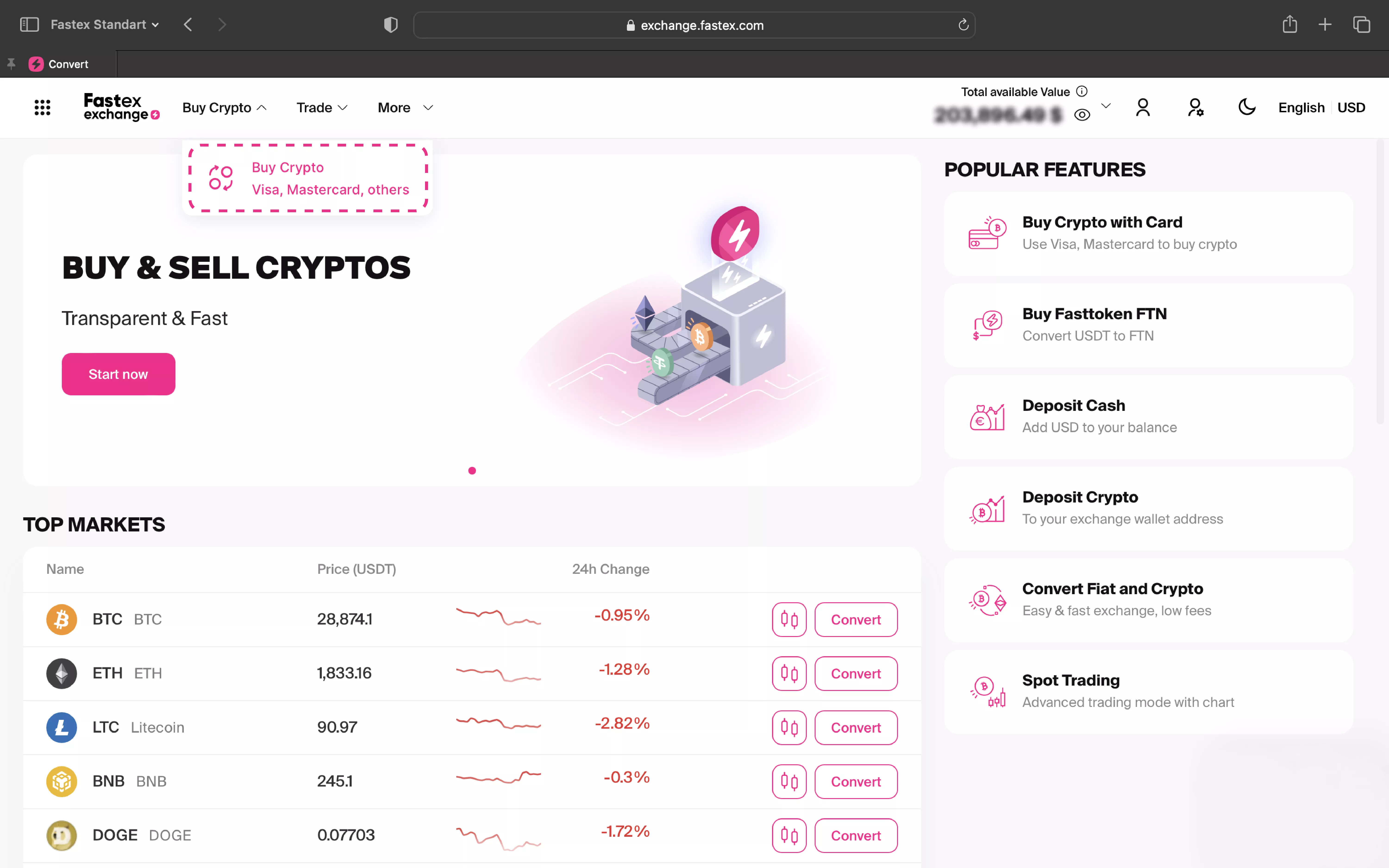 Account dashboard