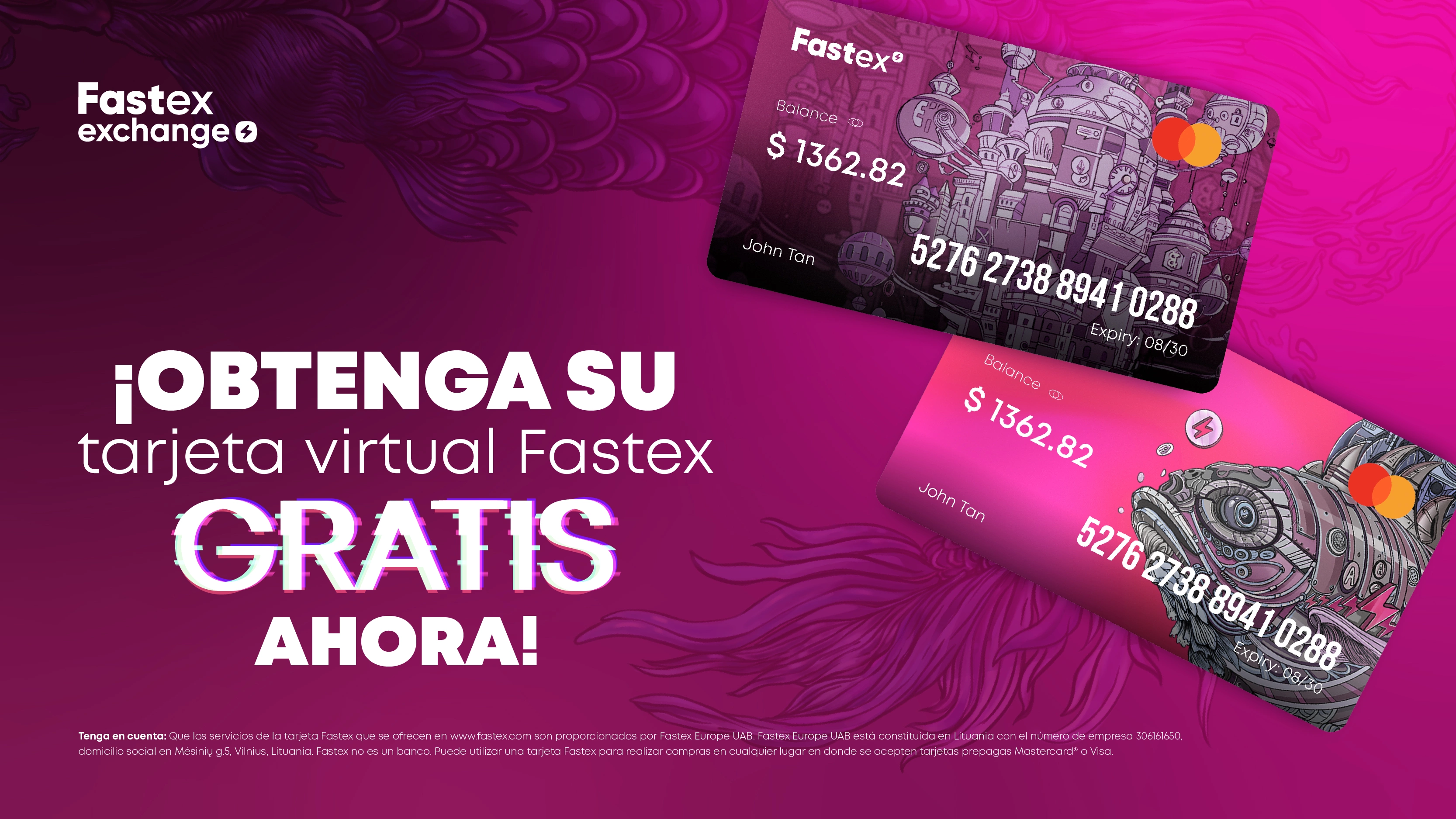 Fastex ofrece una tarjeta gratuita de criptomonedas para usuarios registrados