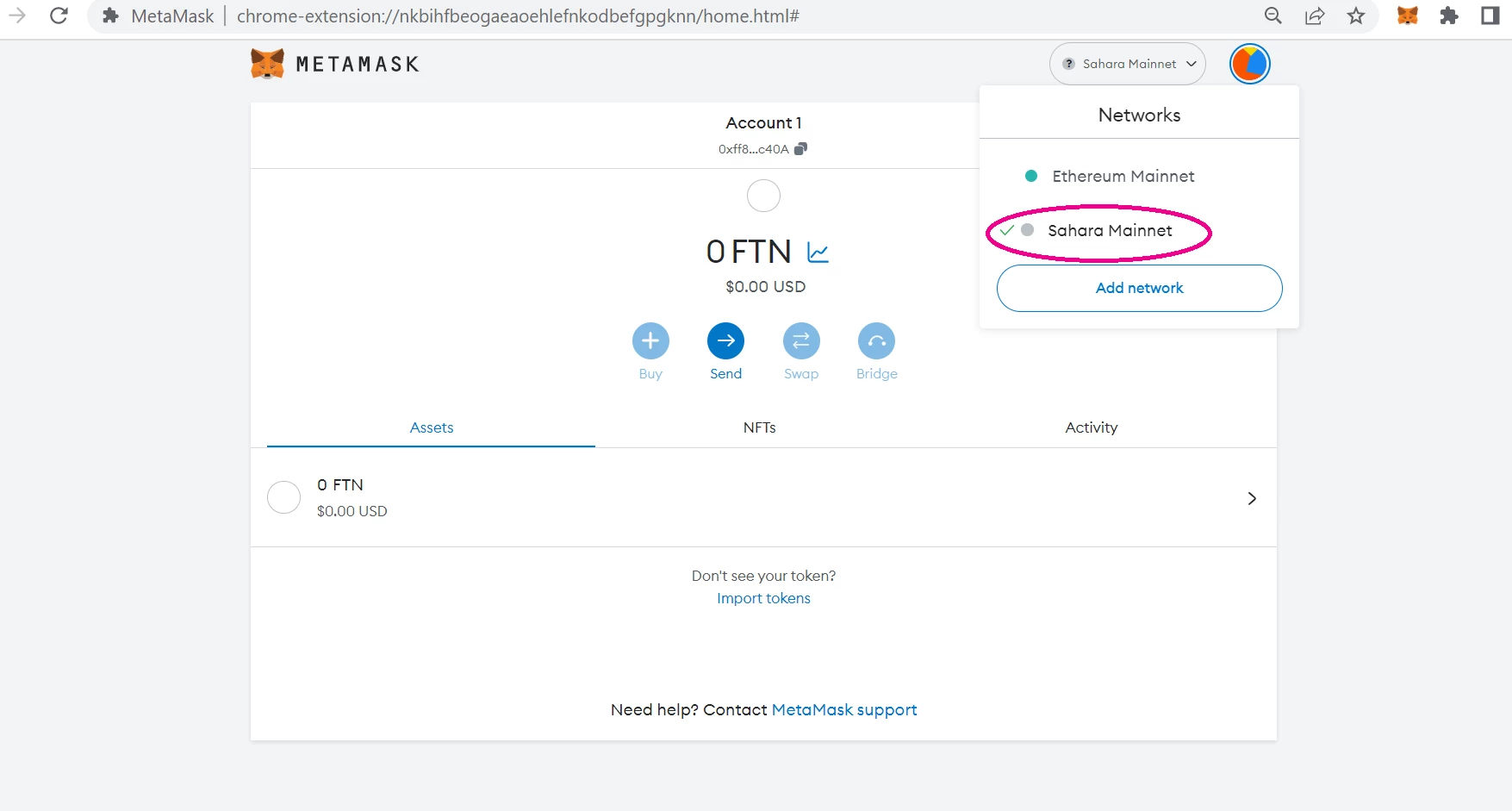 Sahara mainnet added