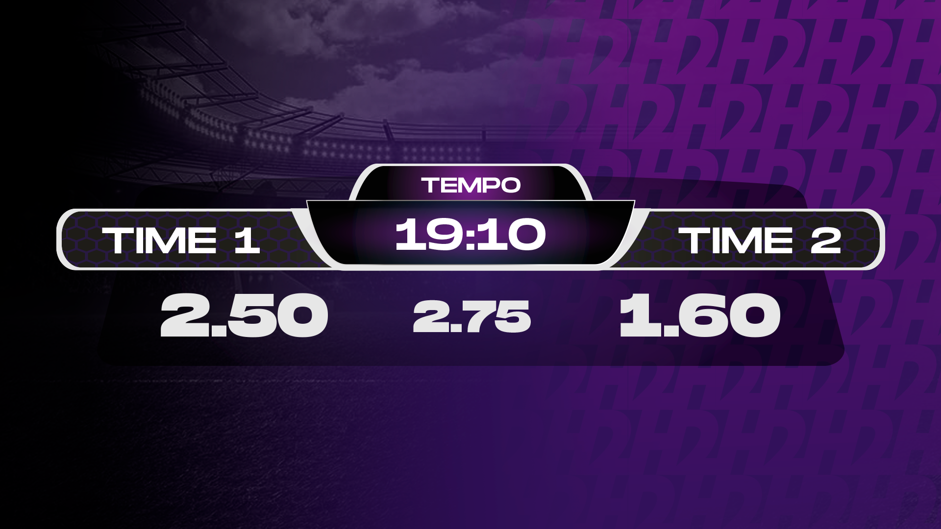 imagem de um placar indicando time 1 com 2.50, time 2 com 1.60 e 2.75 para empate  
