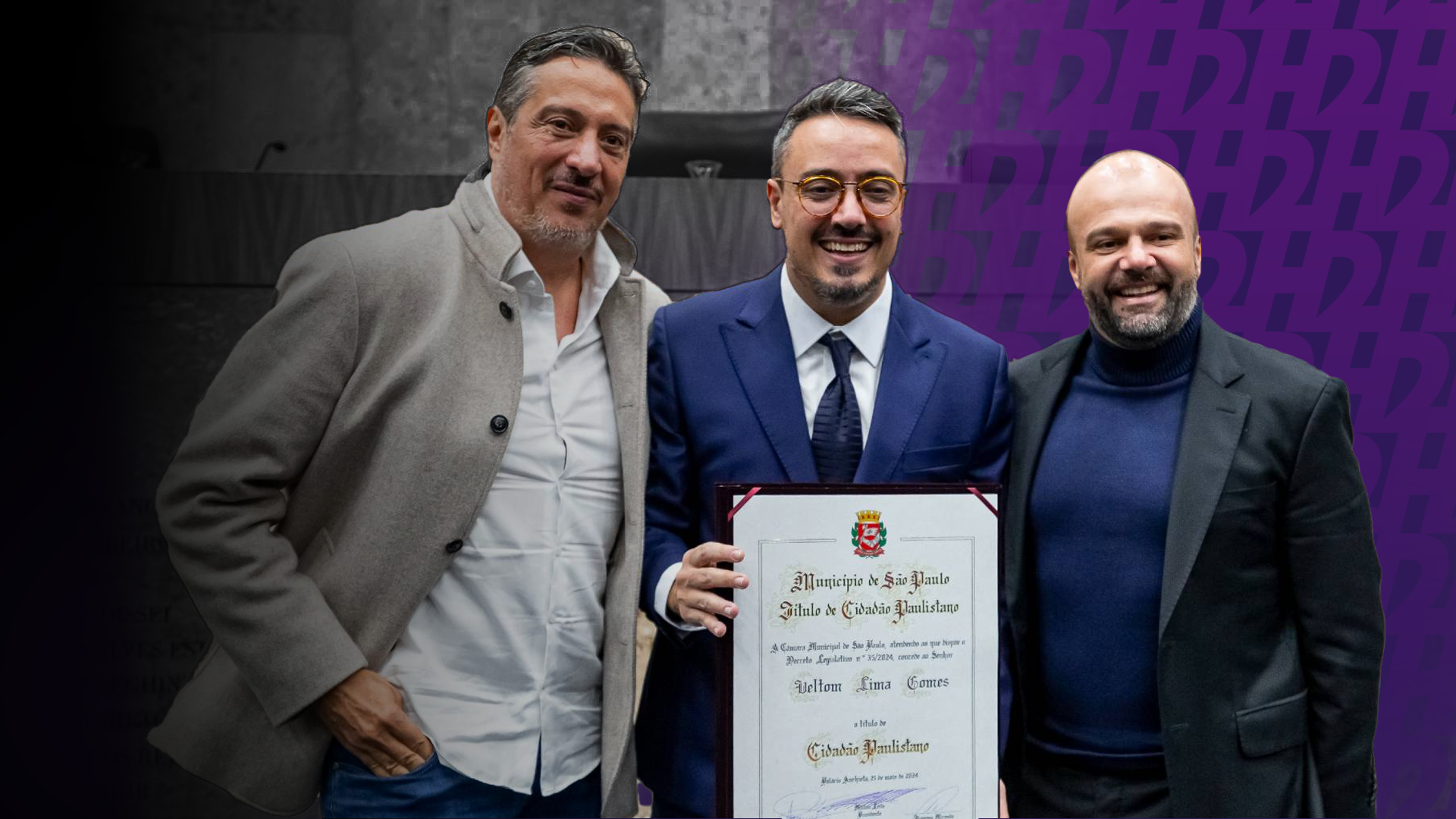 Ueltom Lima, CEO do H2, recebendo o título de cidadão paulistano