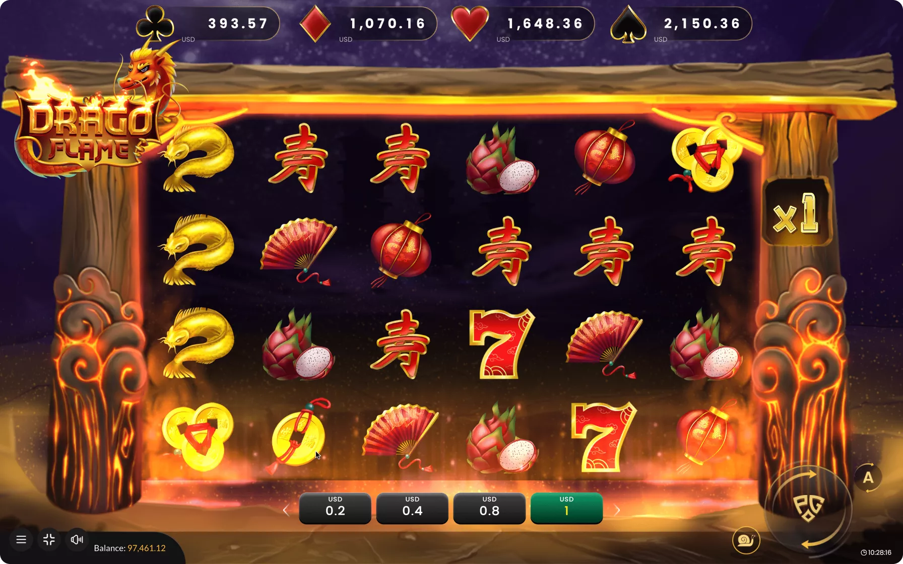 Interface of Drago Flame Game