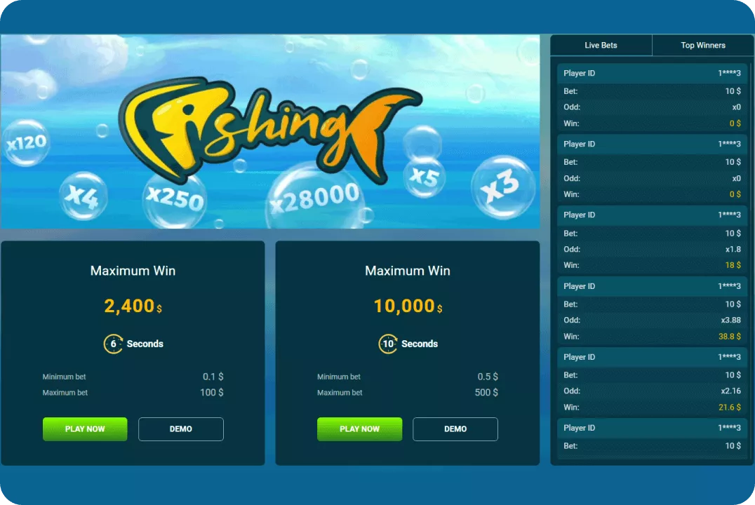 Non-stop bets on Fishing game