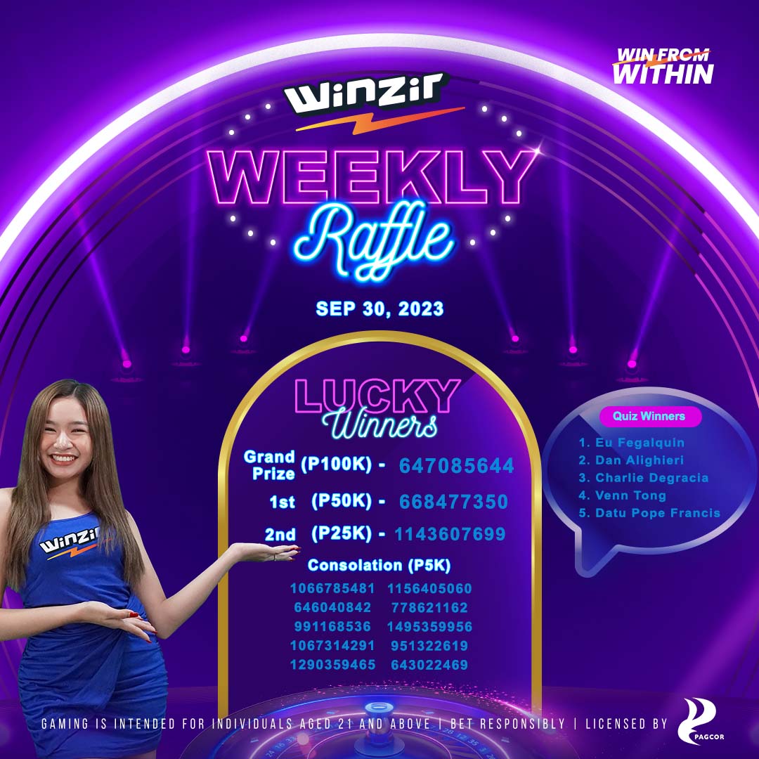 Weekly Raffle Winners | September 30